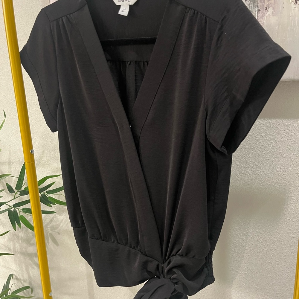 Nine West Black Wrap Blouse